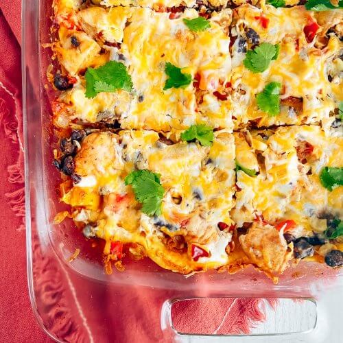 Healthy Chicken Enchilada Bake