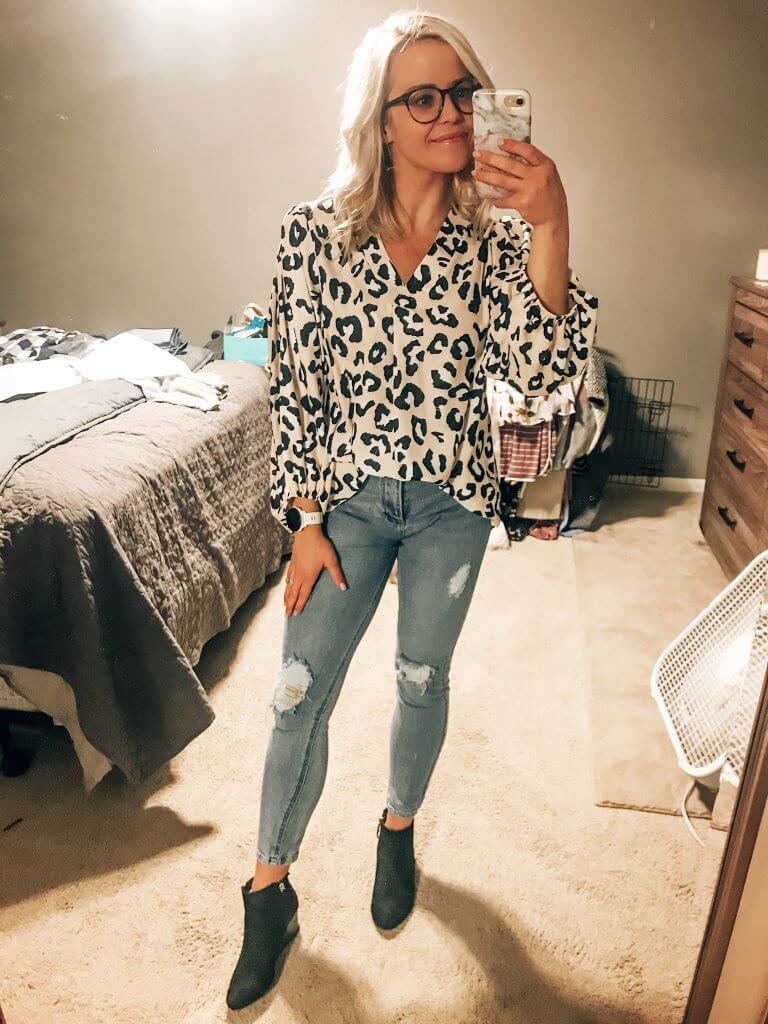 amazon fashion work wear. leopard long sleeve shirt, women's fashion