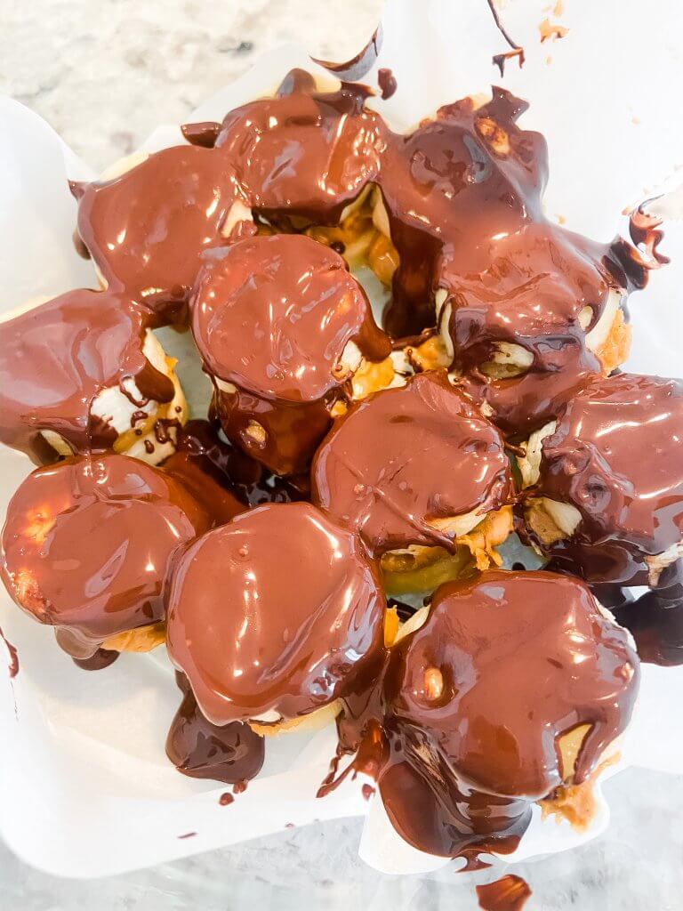 melted chocolate banana PB bites