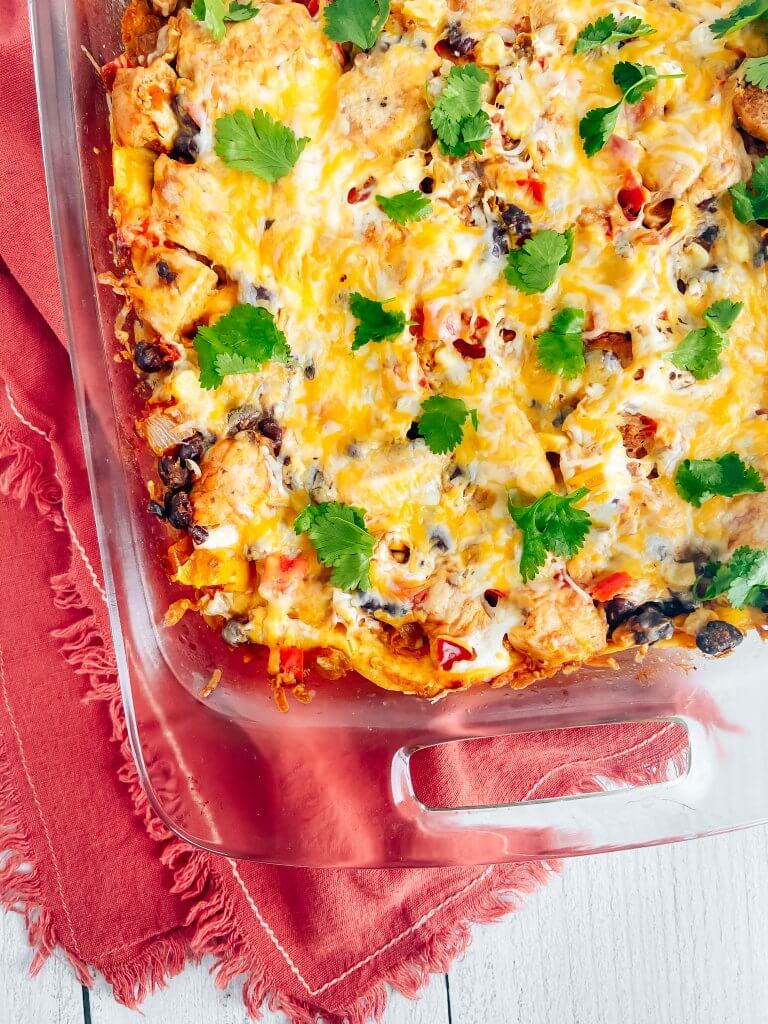 healthy chicken enchilada bake