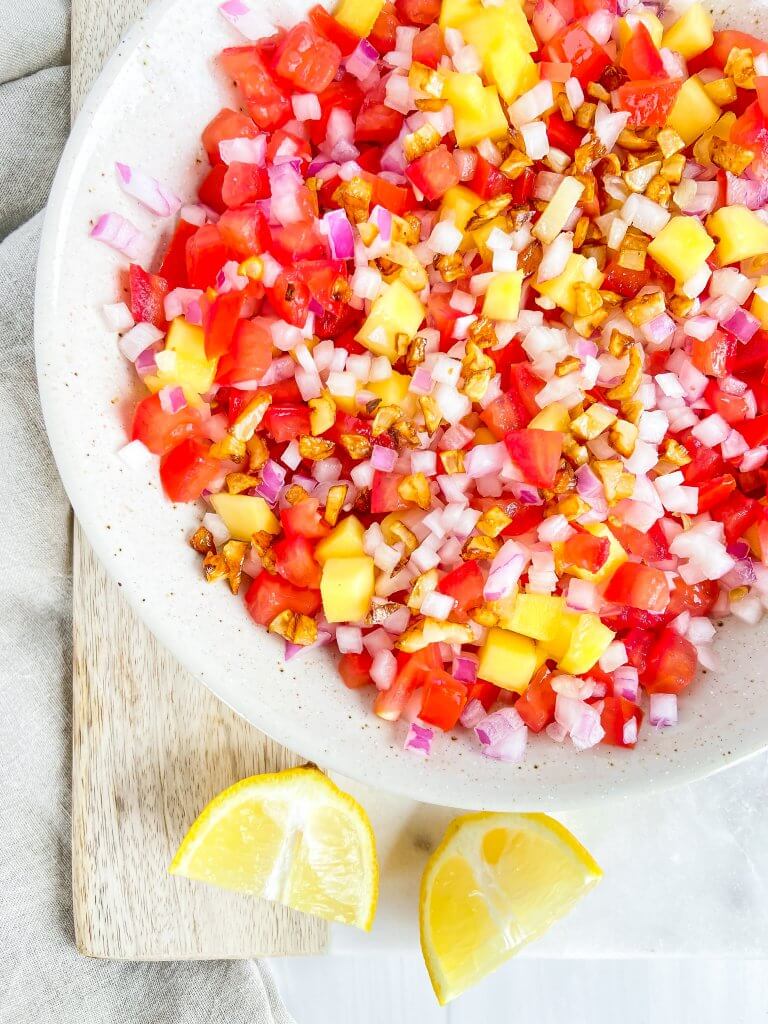 tomato mango bruschetta